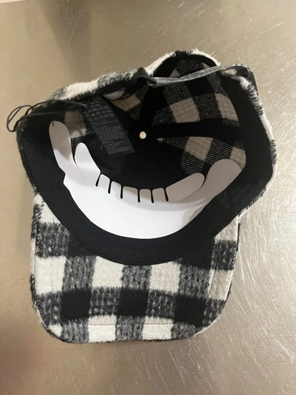 ALL SAINTS White Check Pattern Adjustable Baseball Cap NWOT